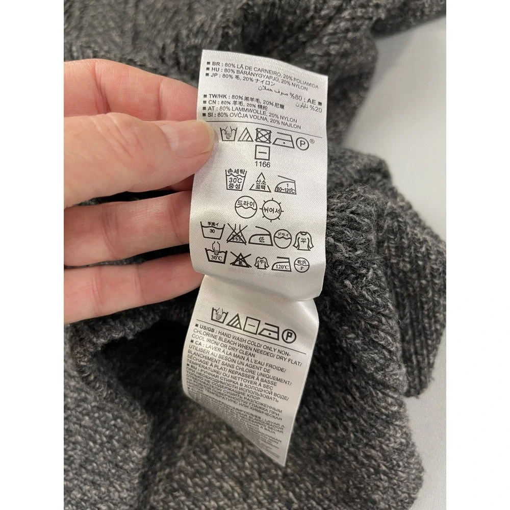 Banana Republic Mens‎ Sweater Medium Gray Lambswool Blend Shawl Collar Fisherman